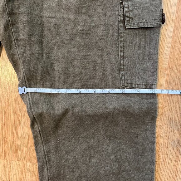 Nicole Miller 100% Linen Khaki Green Overalls - Picture 7 of 7